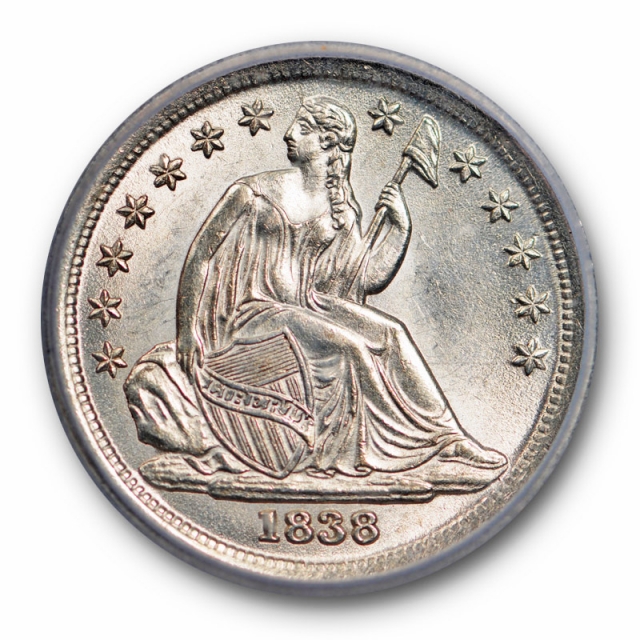 1838 10C Seated Liberty Dime Large Stars ICG MS 63 Uncirculated Lustrous Beauty