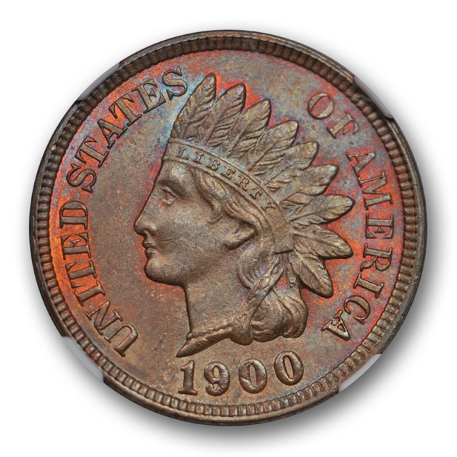 1900 1c Indian Head Cent NGC MS 65 RB Uncirculated Toned Beauty 