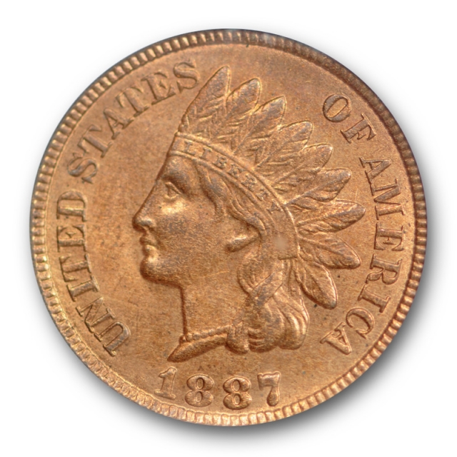 1887 1C Indian Head Cent PCGS MS 63 RB Uncirculated Red Brown Nice ! 