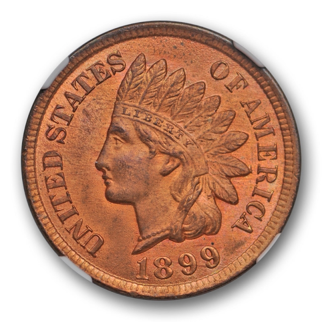 1899 Indian Head Cent NGC MS 64 RB Uncirculated Red Brown Mostly Red !