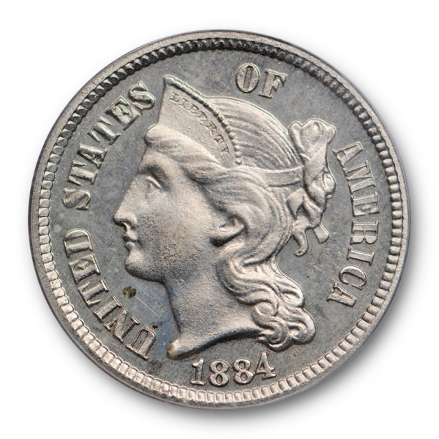1884 3CN Three Cent Nickel PCGS PR 64 Proof Key Date Low Mintage Attractive
