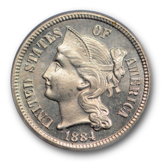 1884 3CN Three Cent Nickel PCGS PR 65 CAM Proof Cameo Flashy Key Date Lustrous !