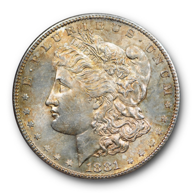 1881 S $1 Morgan Dollar PCGS MS 64 Uncirculated Golden Colored Toned Obverse