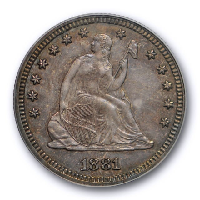 1881 25C Seated Liberty Quarter PCGS PR 63 Proof Toned Low Mintage Tough 