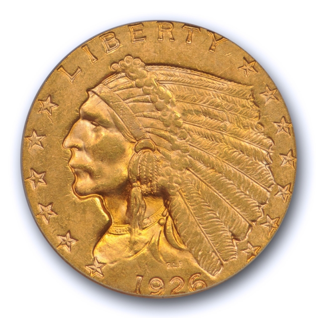 1926 $2.50 Indian Head Quarter Eagle Gold PCGS MS 62 Uncirculated Attractive !