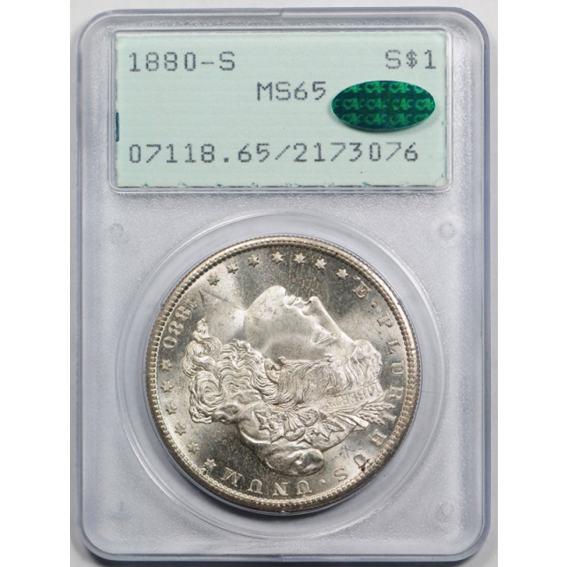 1880 S $1 Morgan Dollar PCGS MS 65 CAC Approved Rattler Cert3076