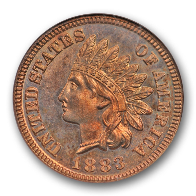 1883 1C Proof Indian Head Cent ANACS PF 63 RB PR Red Brown Old Holder 