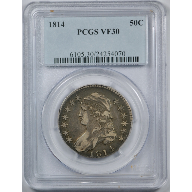 1814 50C Capped Bust Half Dollar PCGS VF 30 Very Fine to Extra Fine Mint Error Coin 