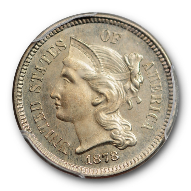 1878 3CN Three Cent Nickel PCGS PR 63 Proof Key Date CAC Approved Pop 4 !