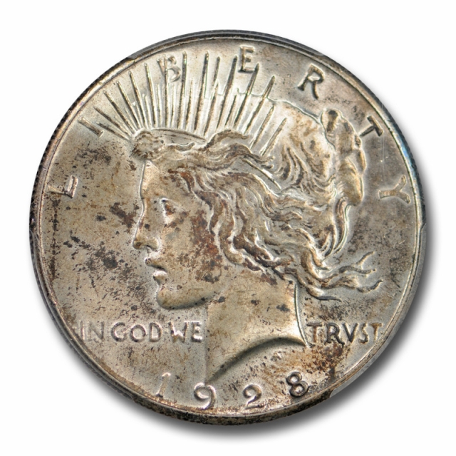 1928 $1 Peace Dollar PCGS MS 63 Uncirculated Mint State Key Date Crusty Original 