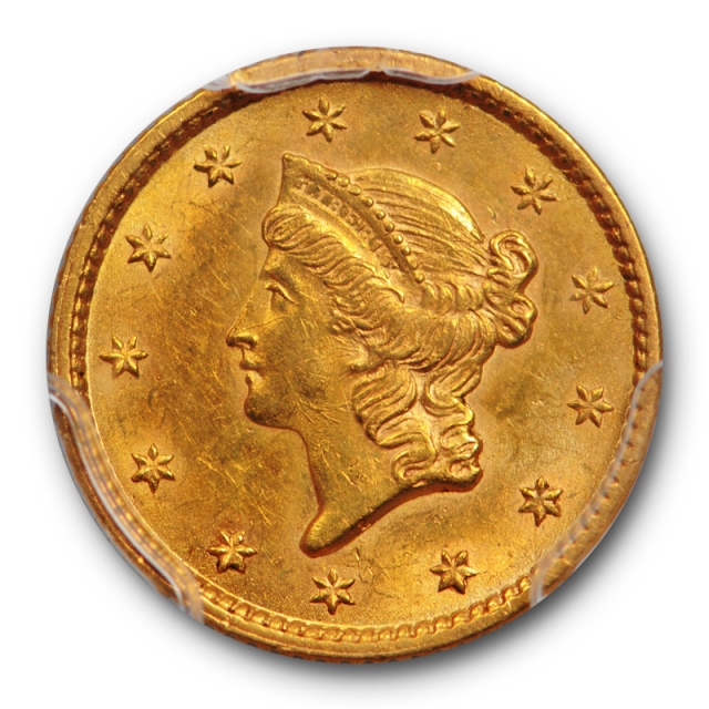 1853 G$1 Gold Dollar PCGS MS 62 Uncirculated Liberty Head Lustrous Original 