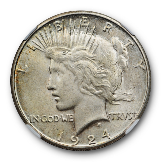 1924 S $1 Peace Dollar NGC MS 63 Uncirculated San Francisco Mint Light Toned