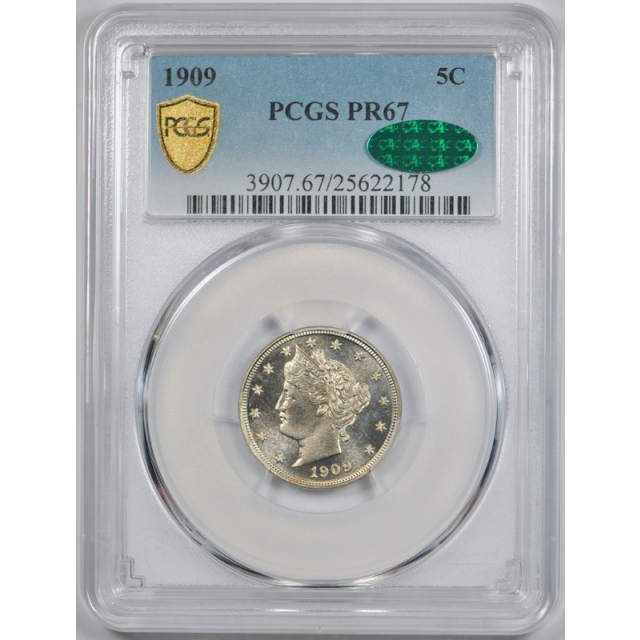 1909 5C Proof Liberty Head Nickel PCGS PR 67 CAC Approved High End Coin !