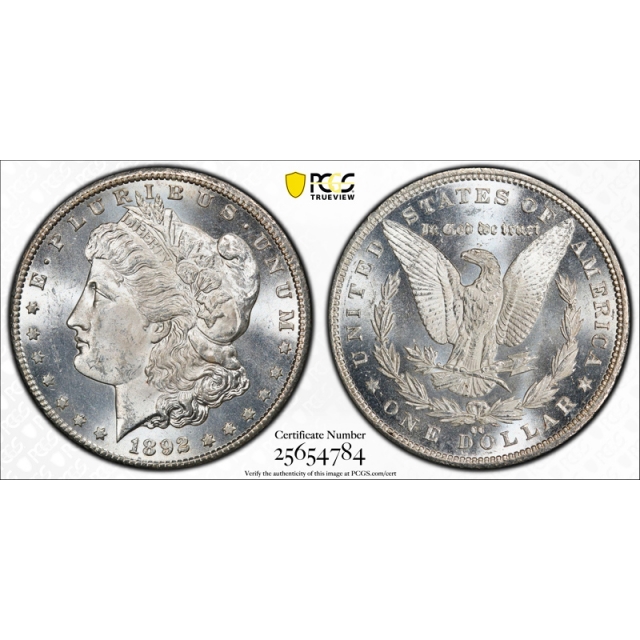 1892 CC $1 Morgan Dollar PCGS MS 64 Uncirculated Carson City Mint Nice ! 