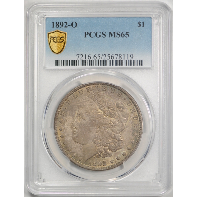 1892 O $1 Morgan Dollar PCGS MS 65 Uncirculated New Orleans Mint Better Date Toned