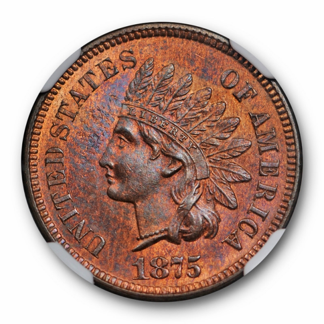 1875 Indian Head Cent NGC MS 64 RB Uncirculated Better Date Attractive 