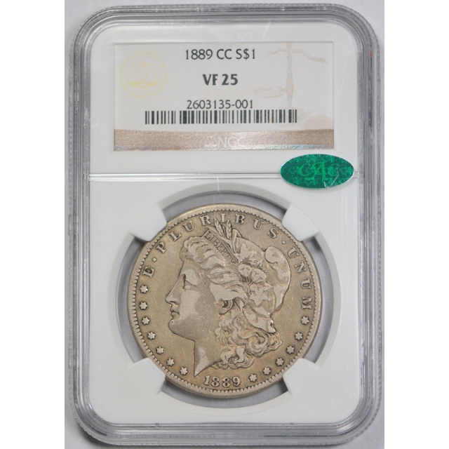 1889 CC $1 Morgan Dollar NGC VF 25 CAC Approved Very Fine Key Date Nice !