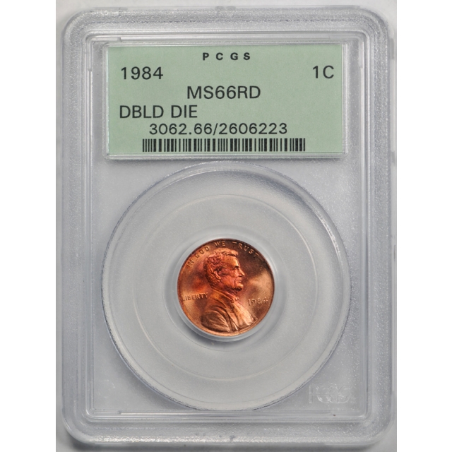 1984 1C Doubled Die Obverse Lincoln Cent PCGS MS 66 RD DDO OGH Toned