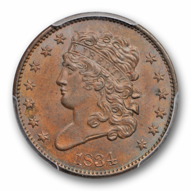 1834 1/2C Classic Head Half Cent PCGS MS 64 BN Uncirculated CAC Approved