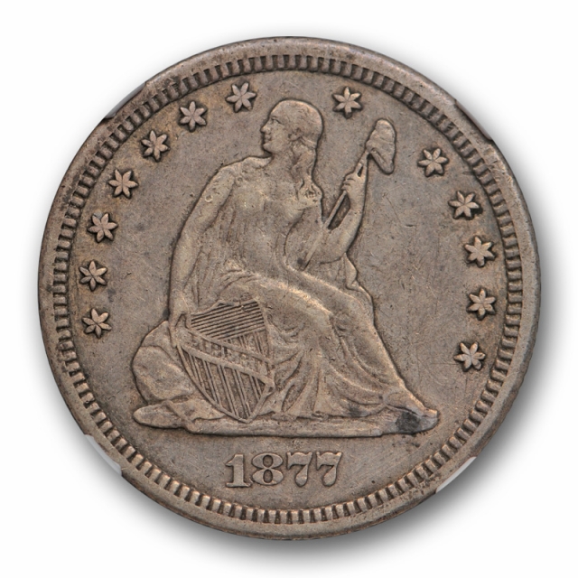 1877 CC 25c Seated Liberty Quarter NGC XF 40 Extra Fine Carson City Mint Original Toned
