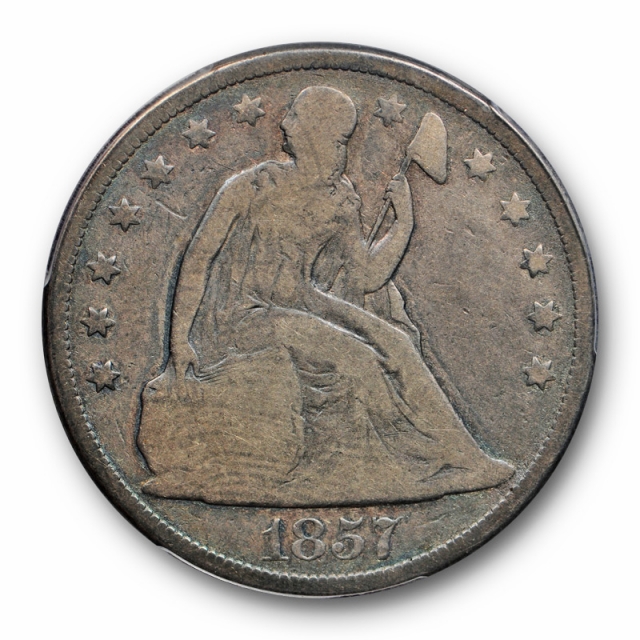 1857 $1 Seated Liberty Dollar PCGS G 6 Lowest Graded Pop 1 Key Date Rare