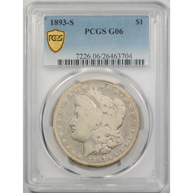 1893 S $1 Morgan Dollar PCGS G 6 Good to Very Good Key Date Secure Holder !