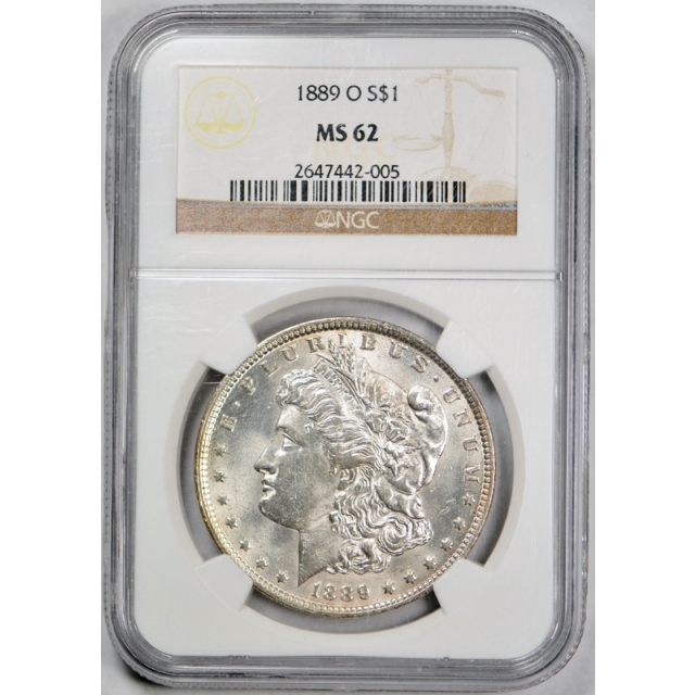 1889 O $1 Morgan Dollar NGC MS 62 Uncirculated New Orleans Mint Cert#42005