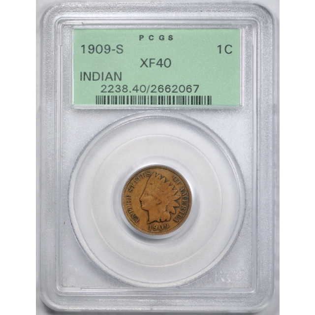 1909 S 1C Indian Head Cent PCGS XF 40 Extra Fine Key Date OGH Old Holder Neat !