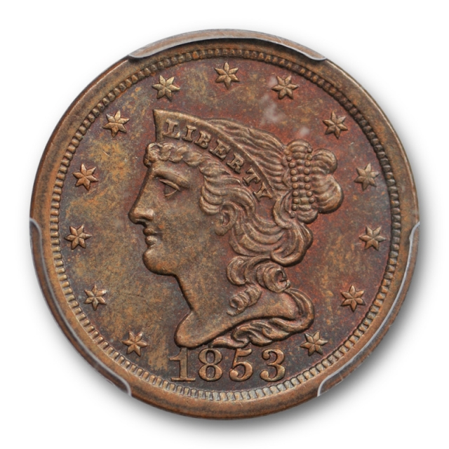 1853 1/2C Braided Hair Half Cent PCGS MS 64 BN Uncirculated CAC Approved 