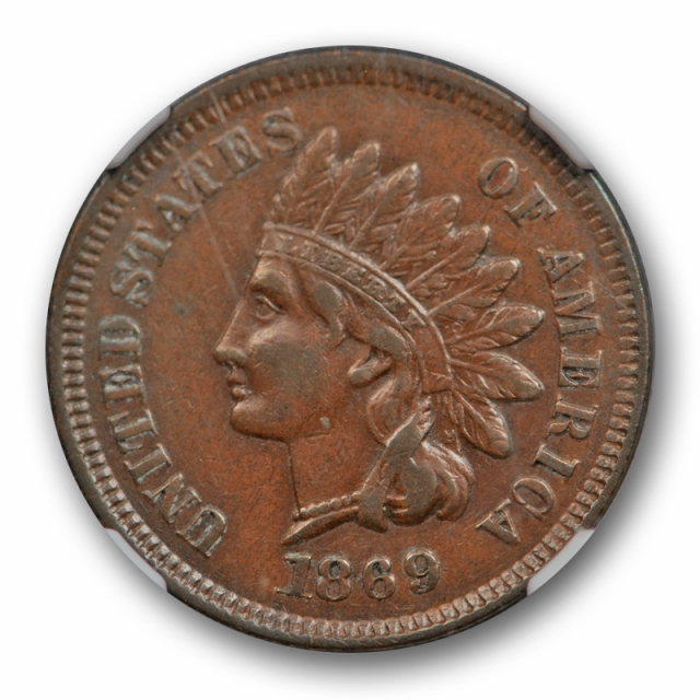 1869/69 Indian Head Cent NGC XF 40 Extra Fine 1869/1869 FS-301 Overdate