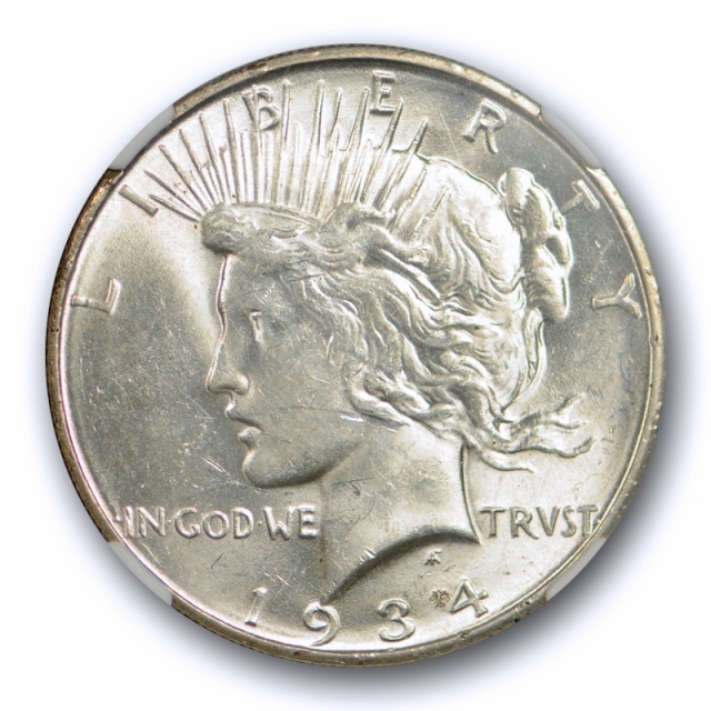 1934 D $1 Peace Dollar NGC MS 62 Uncirculated Denver Mint Better Date Cert#1012