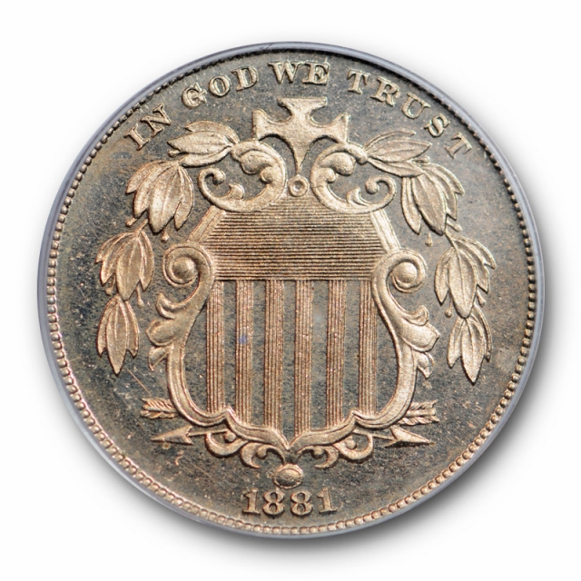 1881 5C Shield Nickel PCGS PR 65 Proof Key Date Low Mintage Attractive Cert#2582