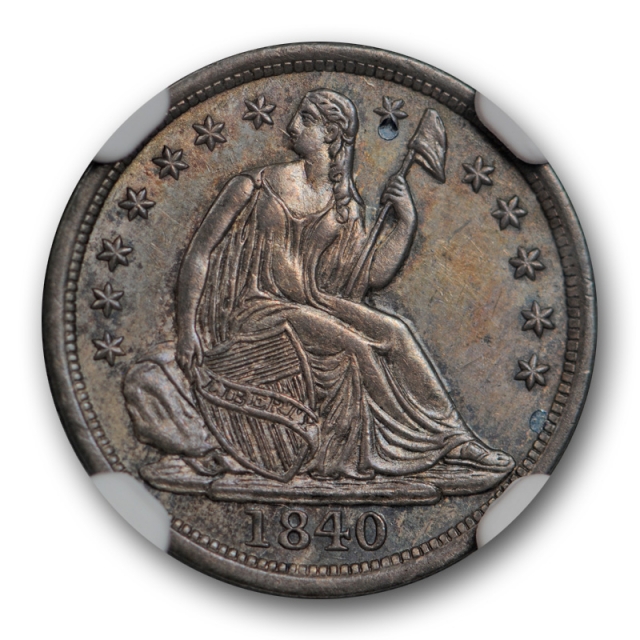 1840 No Drapery Seated Liberty Half Dime NGC MS 61 Uncirculated Toned 