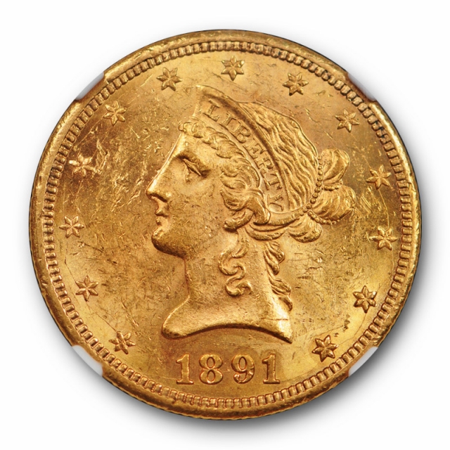 1891 CC $10 Liberty Head Eagle NGC MS 61 Uncirculated Carson City Mint Cert#0009