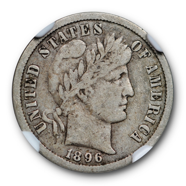 1896 S 10c Barber Dime NGC F 12 Fine San Francisco Mint Key Date Nice ! 