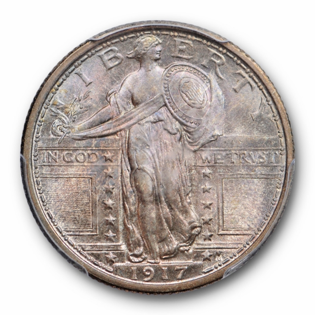 1917 25C Type 1 Standing Liberty Quarter PCGS MS 66 FH Uncirculated Full Head CAC Approved ! 