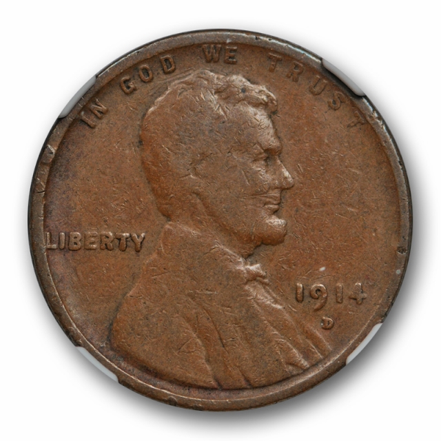 1914 D 1c Lincoln Wheat Cent NGC G 6 BN Good to Very Good Denver Mint Key Date Cert#8020