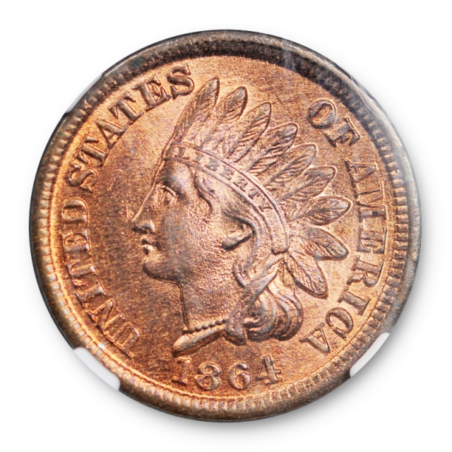 1864 1c Bronze Indian Head Cent NGC MS 65 RD Uncirculated Red Original Surfaces 