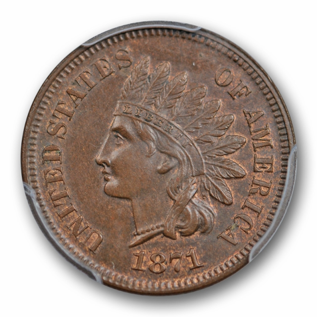 1871 1C Indian Head Cent PCGS PR 64 BN Proof Brown Key Date Tough