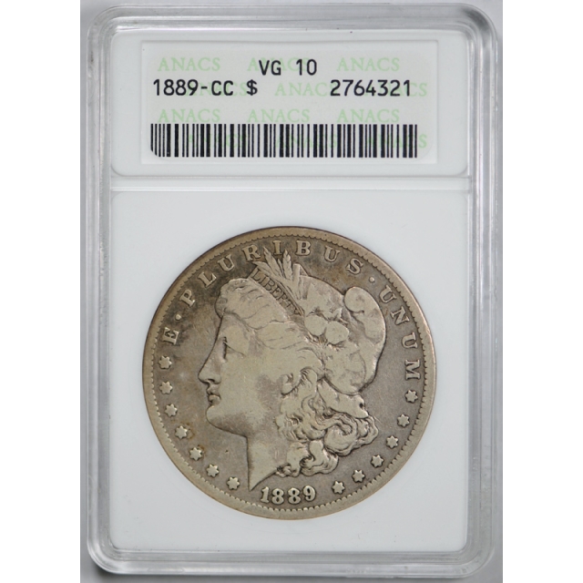 1889 CC $1 Morgan Dollar ANACS VG 10 Very Good to Fine Carson City Mint Key Date