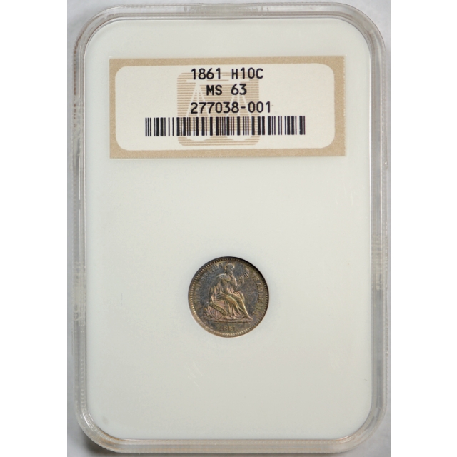 1861 Seated Liberty Half Dime NGC MS 63 Uncirculated Old Fatty Holder ! 