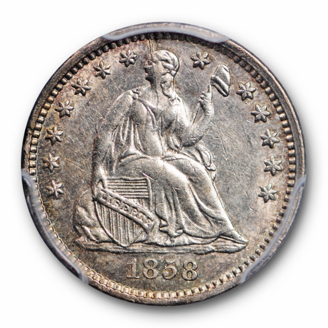 1858 O H10C Seated Liberty Half Dime PCGS AU 53 About Uncirculated 