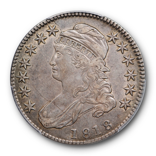 1818 50C Capped Bust Half Dollar PCGS AU 50 About Uncirculated CAC Approved Toned