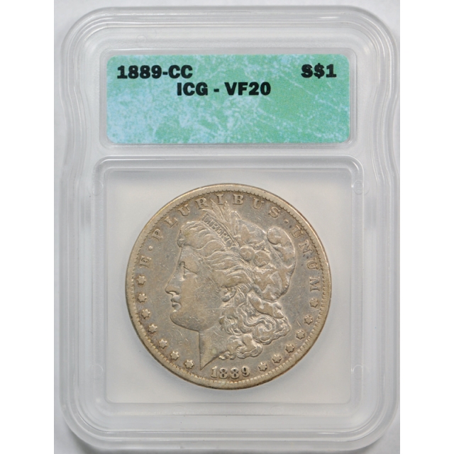 1889 CC $1 Morgan Dollar ICG VF 20 Very Fine Carson City Mint Key Date Tough Coin 