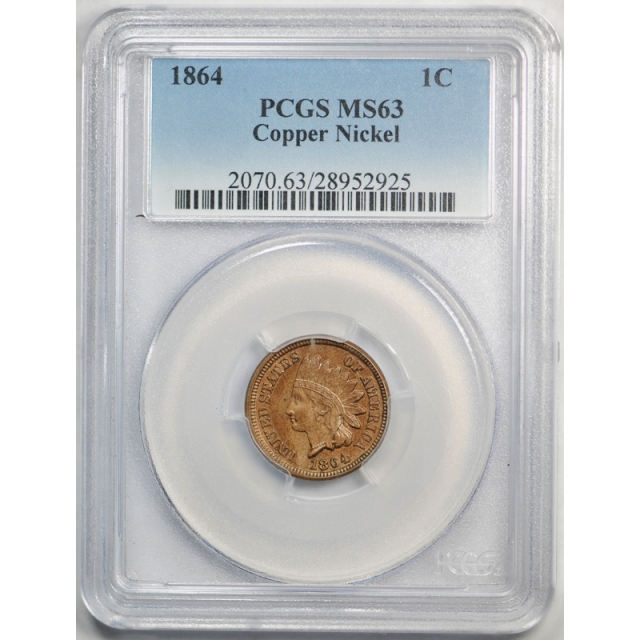 1864 1C Copper Nickel Indian Head Cent PCGS MS 63 Uncirculated CN US Type Coin