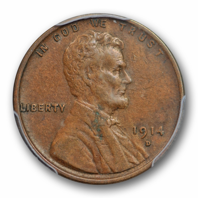 1914 D 1c Lincoln Wheat Cent PCGS AU 50 About Uncirculated Key Date Denver MInt