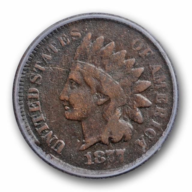 1877 1C Indian Head Cent ICG F 12 Fine Details Damaged Key Date US Coin