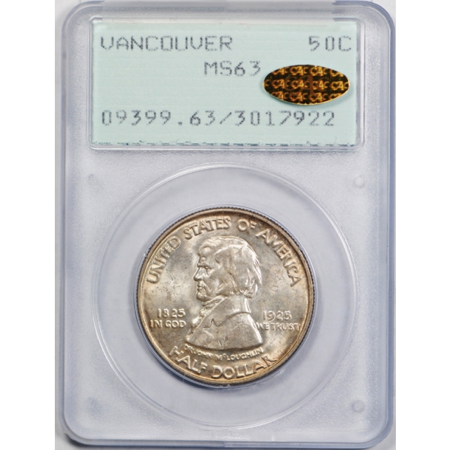1925 Vancouver 50C Half Dollar PCGS MS 63 Rattler Gold CAC Sticker Beautiful 