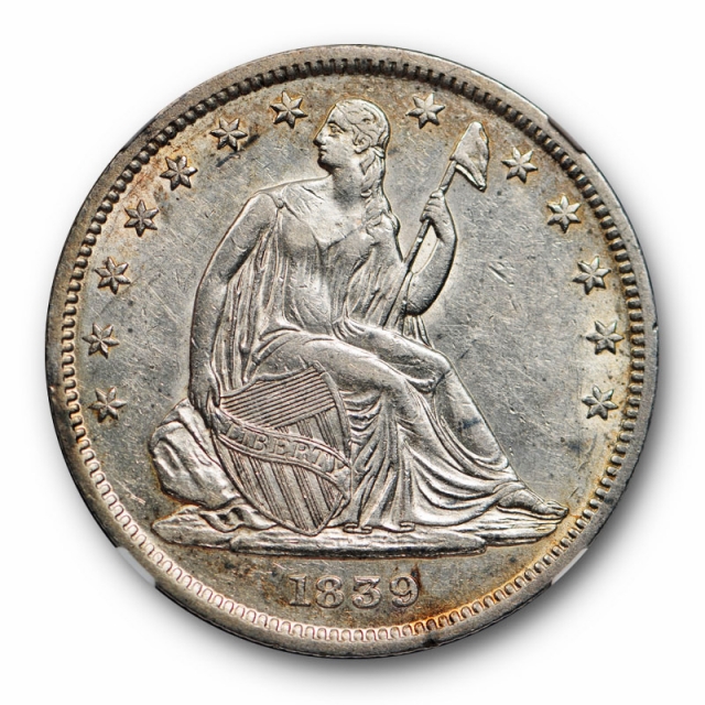 1839 Seated Liberty Half Dollar NGC AU 53 About Uncirculated With Drapery 