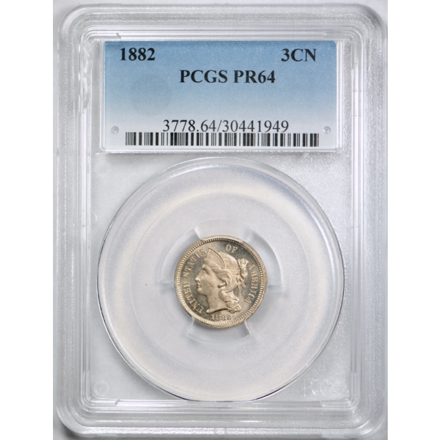 1882 3CN Three Cent Nickel Proof PCGS PR 64 Low Mintage PF Coin 